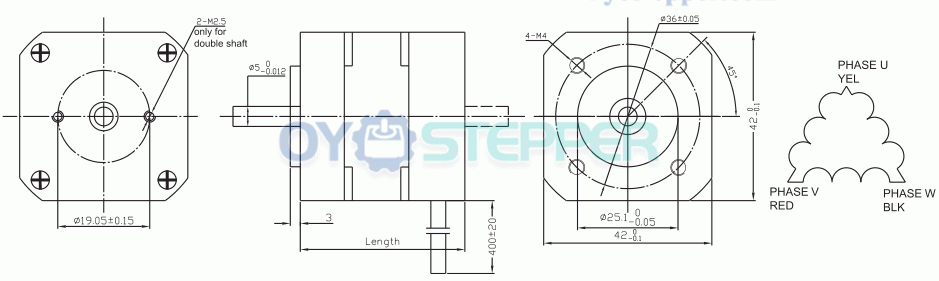 Oukeda Brushless BLDC DC Motor 3 Phase 24V/48V 7.5Ncm-260Ncm 4000RPM Φ42mm